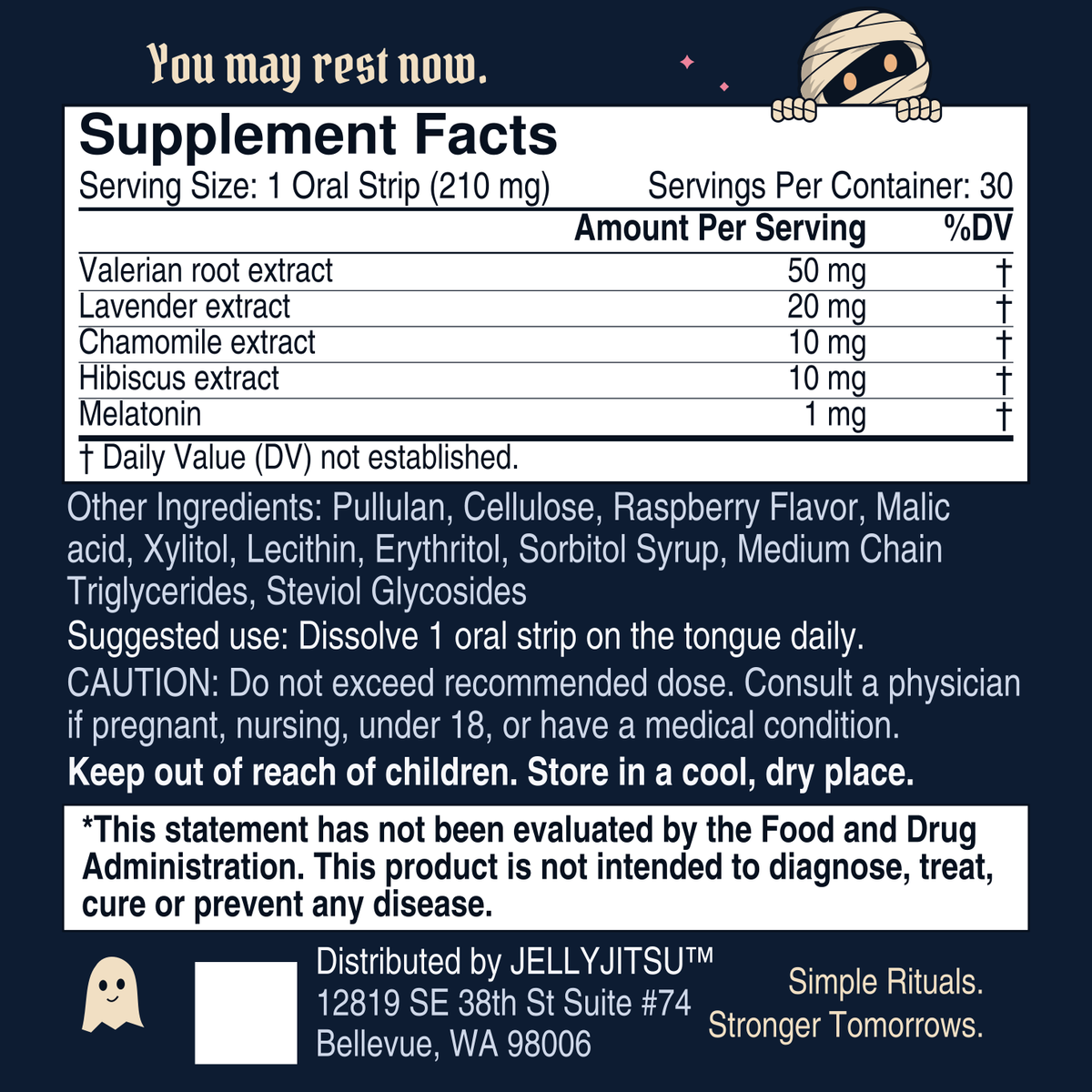 Halloween Unroll full label with Supplement Facts, ingredients, directions and cautions