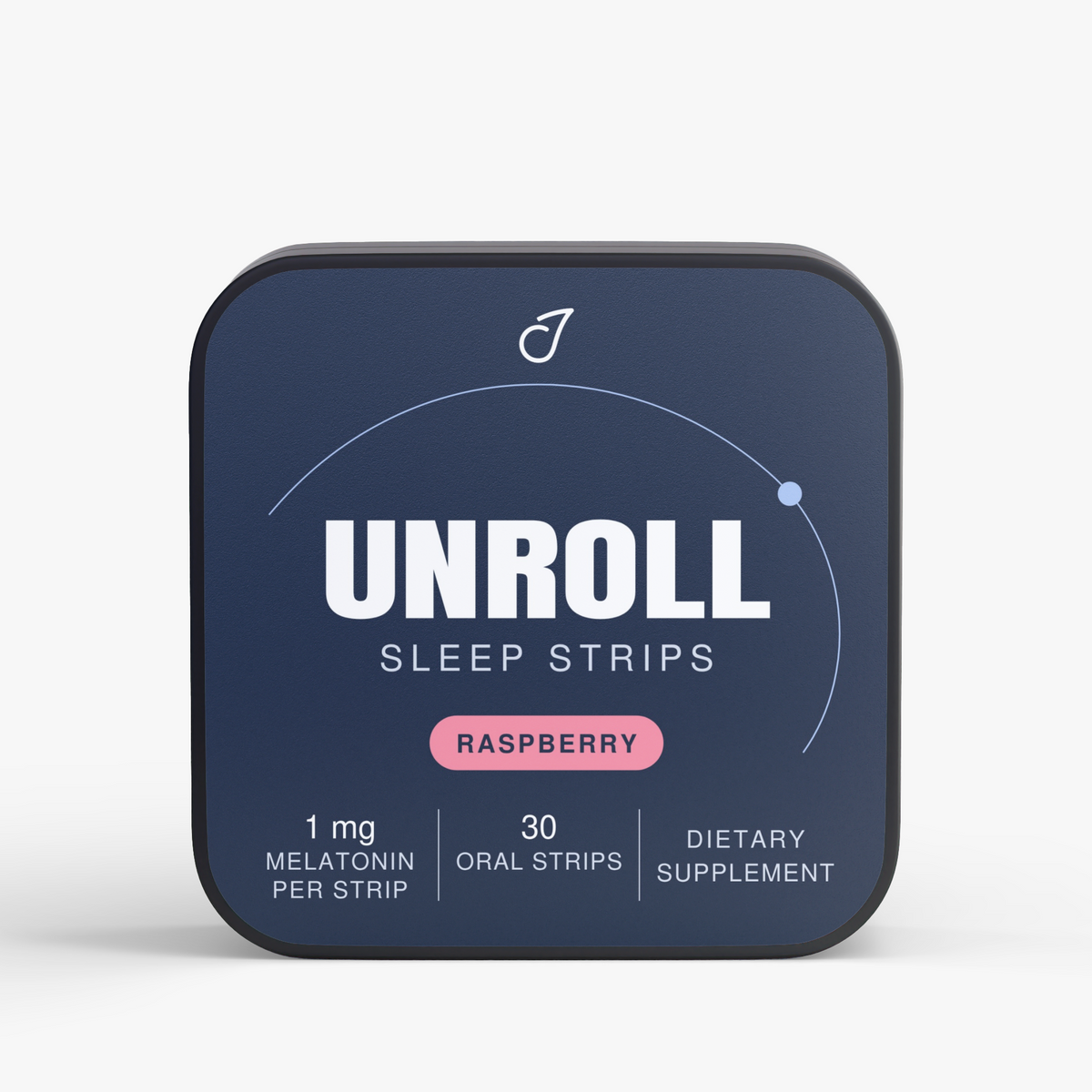 JellyJitsu Unroll raspberry sleep strips tin — front label
