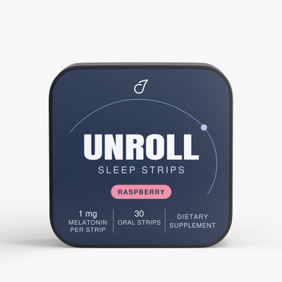 JellyJitsu Unroll raspberry sleep strips tin — front label