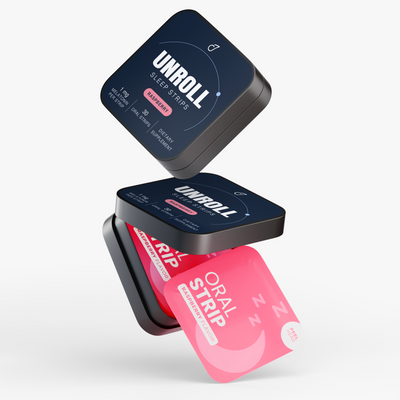 Unroll sleep strips tin and individual raspberry packet
