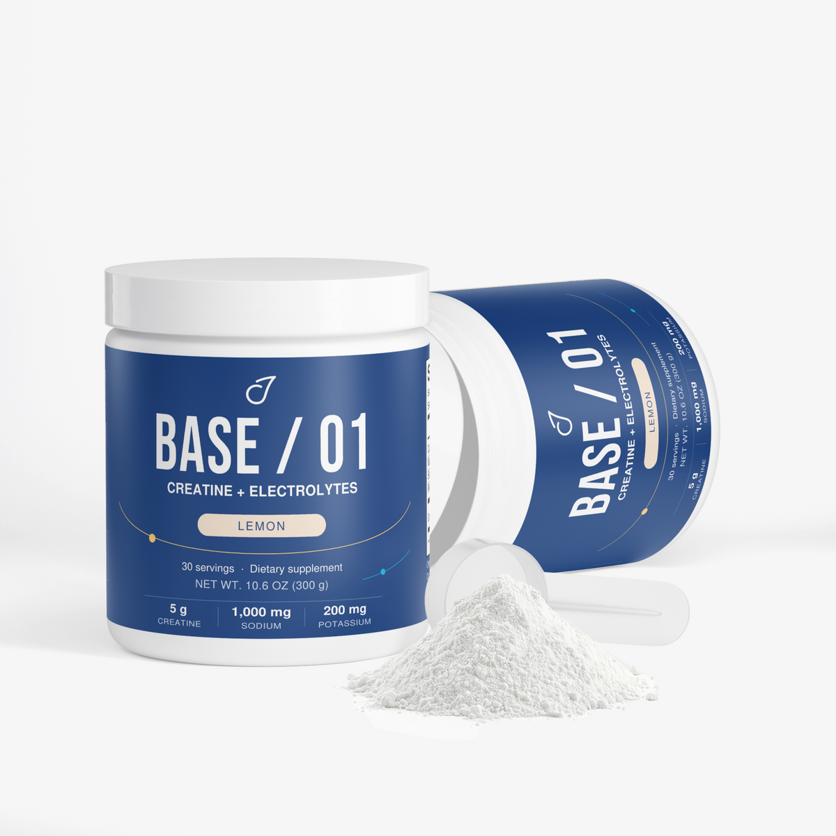 Two Base 01 tubs with creatine hydration powder