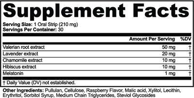 Unroll Supplement Facts — one oral strip, 1 mg melatonin and four botanical extracts