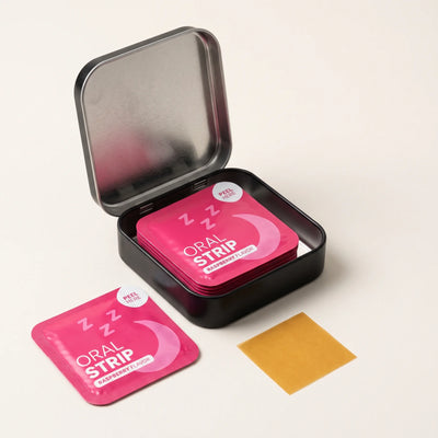 Open Unroll tin with individually wrapped raspberry sleep strips
